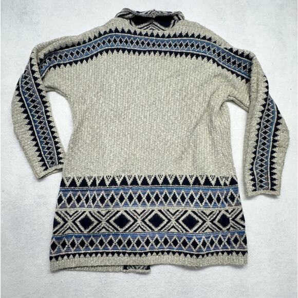Lucky Brand Cardigan Sweater Womens Medium Beige Tribal Southwestern Open Front - Picture 8 of 8